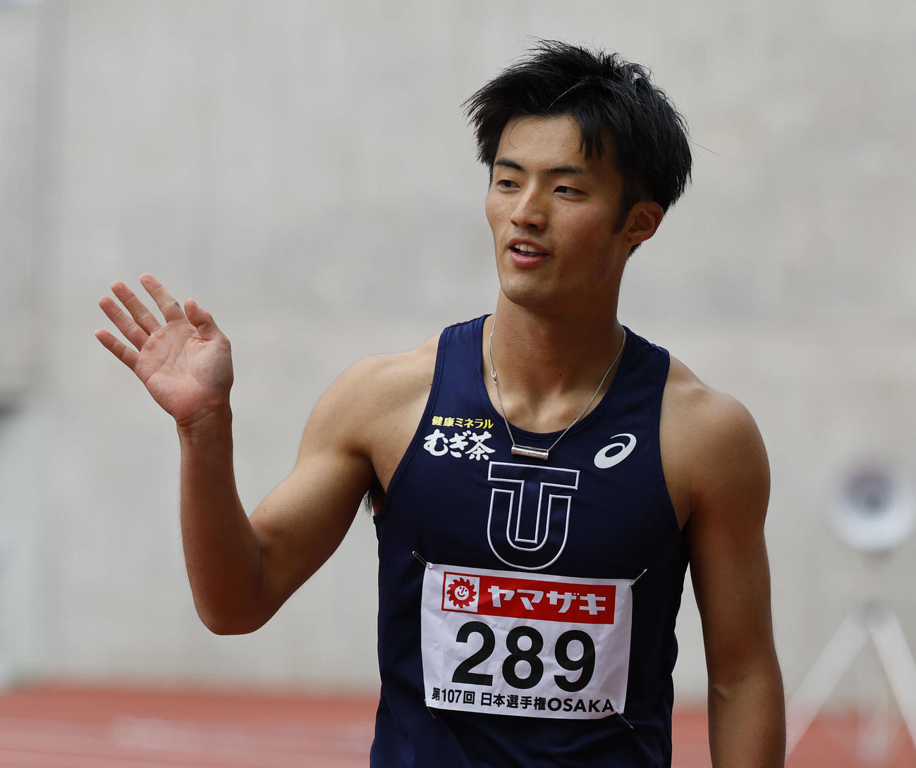 日本陸上競技選手権大会　男子100メートル準決勝　10秒19で決勝進出を決めた栁田大輝（撮影・藤尾明華）