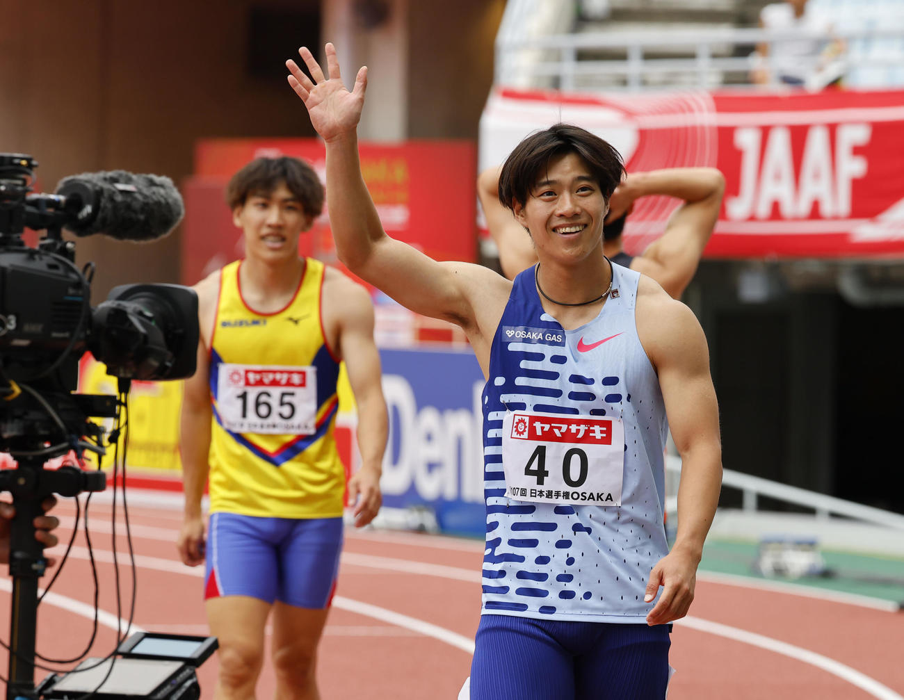 日本陸上競技選手権大会　男子100メートル準決勝　10秒17で決勝進出を決めた坂井隆一郎（撮影・藤尾明華）
