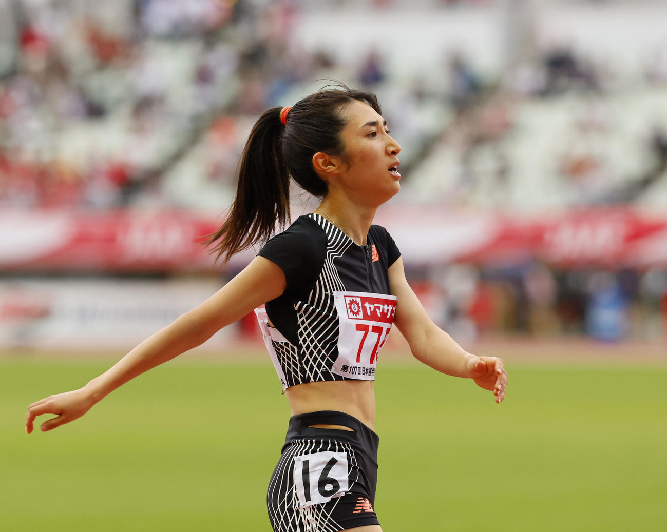 日本陸上競技選手権大会　女子5000メートル決勝　15分10秒63で優勝した田中希実（撮影・藤尾明華）