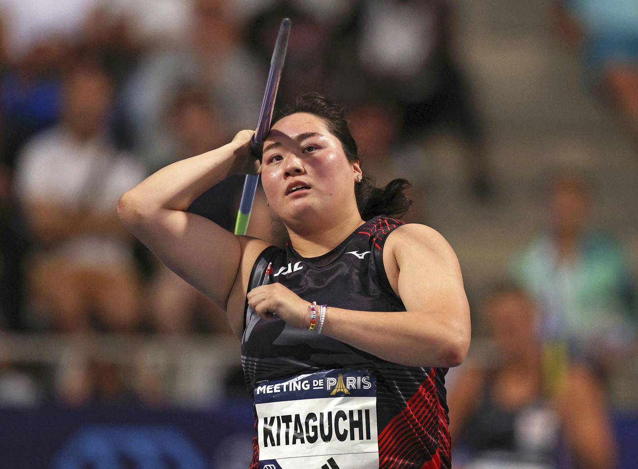 女子やり投げ　65 メートル 09で優勝した北口榛花＝パリ（ゲッティ＝共同）