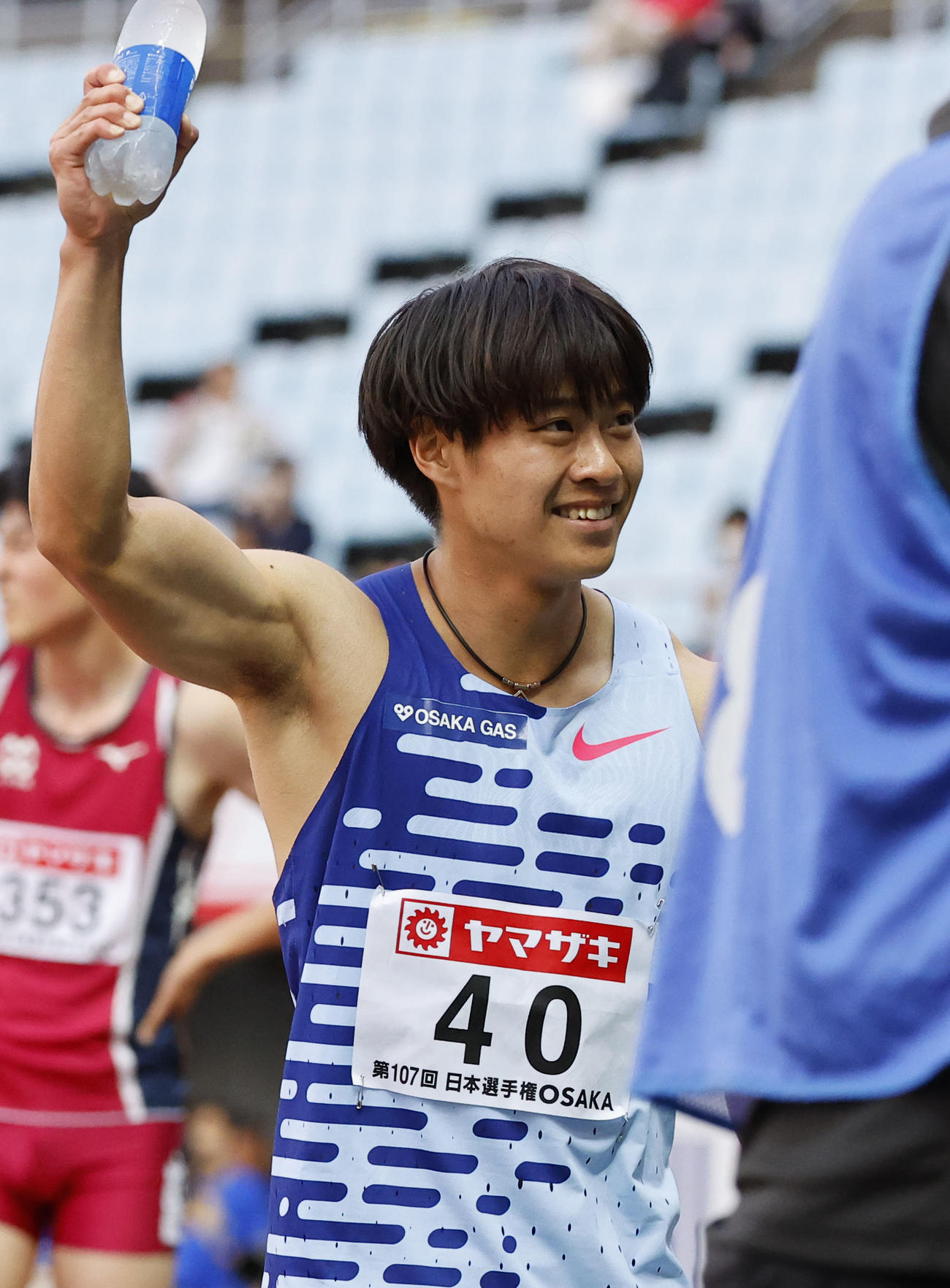 日本陸上競技選手権大会　男子100メートル決勝　10秒11で優勝した坂井隆一郎（2023年6月4日）