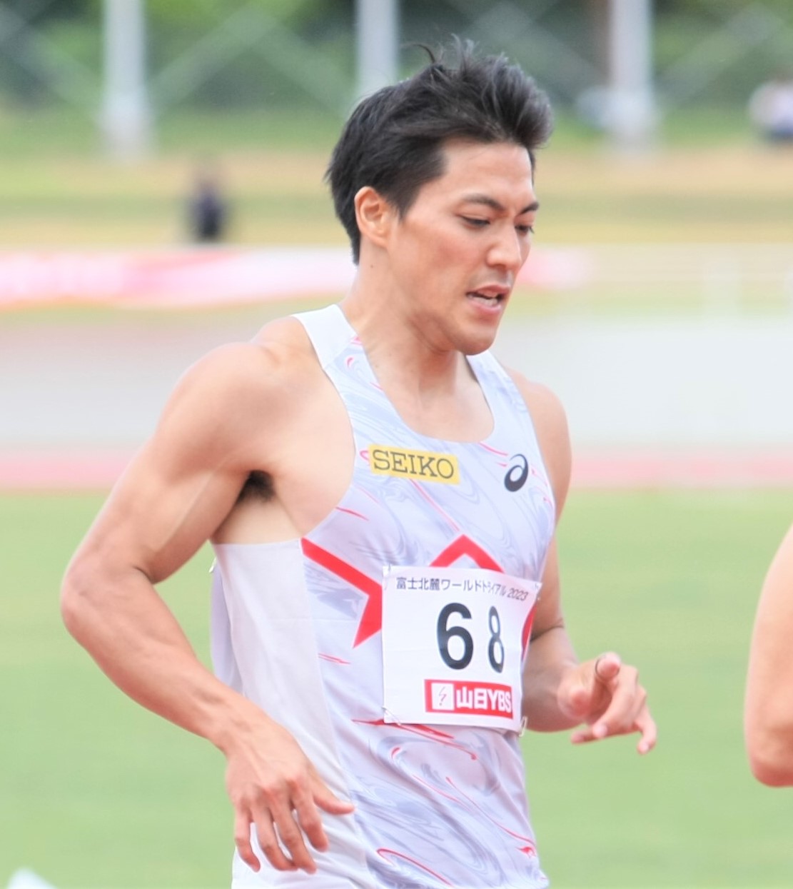 富士北麓ワールドトライアル　男子200メートル決勝に出場した山縣（撮影・藤塚大輔）