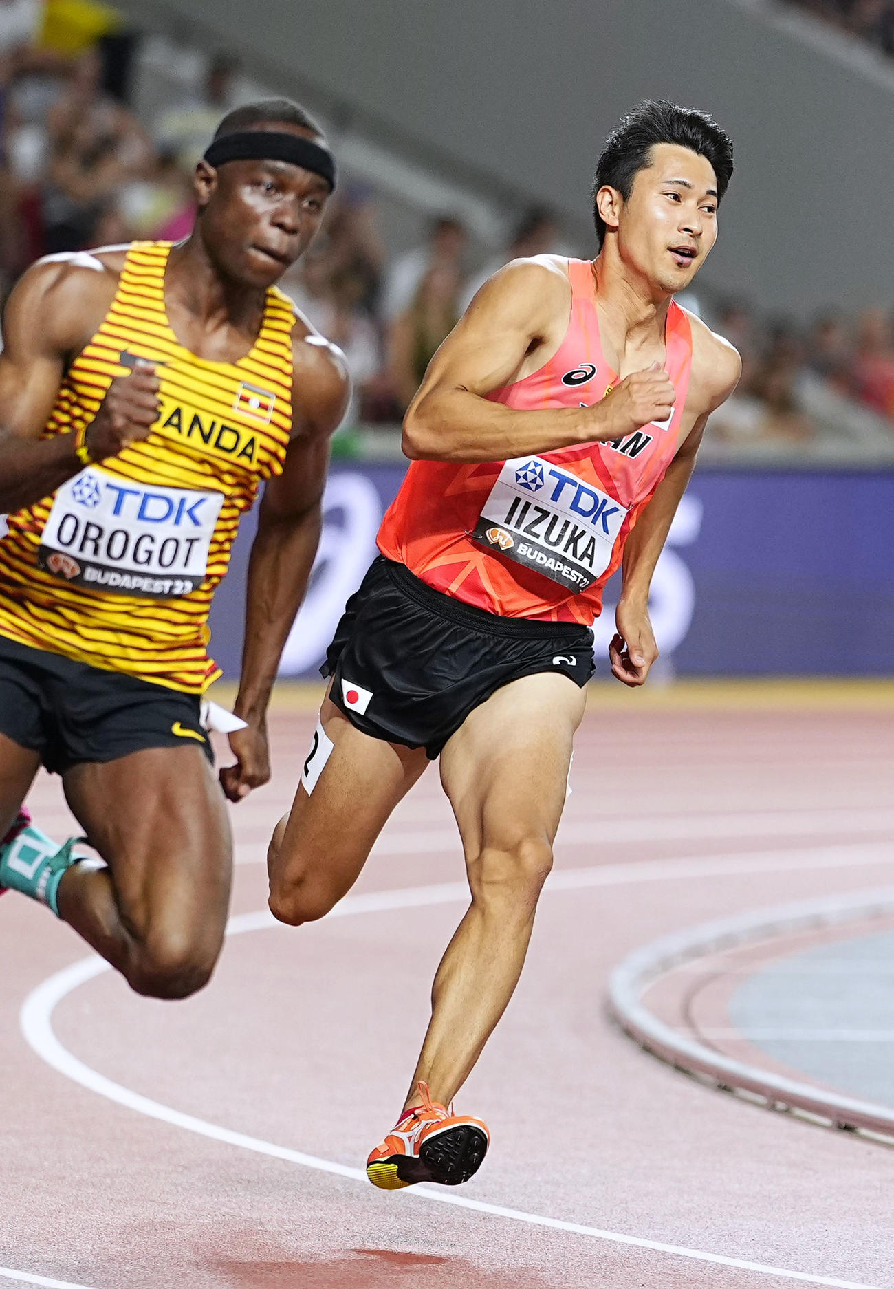 男子200メートル準決勝　力走する飯塚翔太（共同）