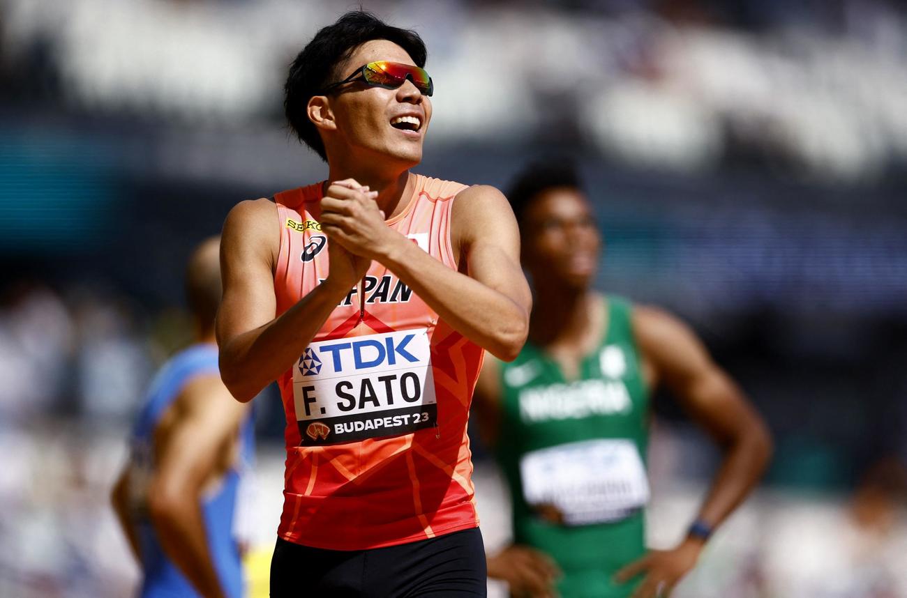 男子400m予選　準決勝進出を決めた佐藤風雅（ロイター）
