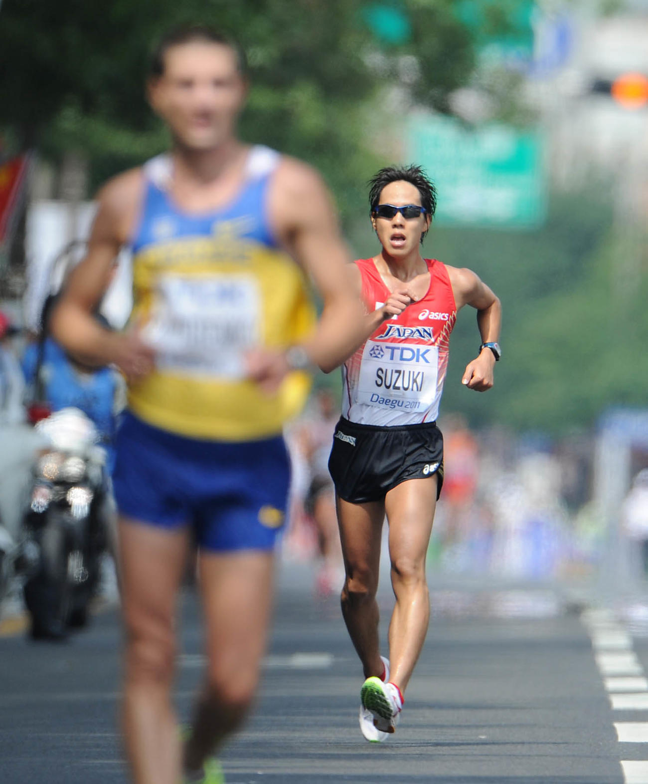 11年8月、世界陸上テグ大会　男子20キロ競歩決勝で8位に入った鈴木雄介