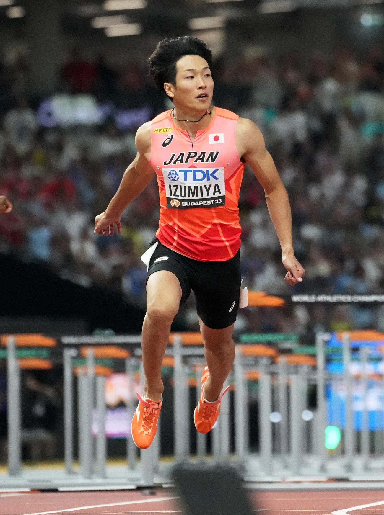 男子110m障害の準決勝を堂々の1組1着で突破、日本勢初の決勝進出を成し遂げた泉谷駿介（ロイター）