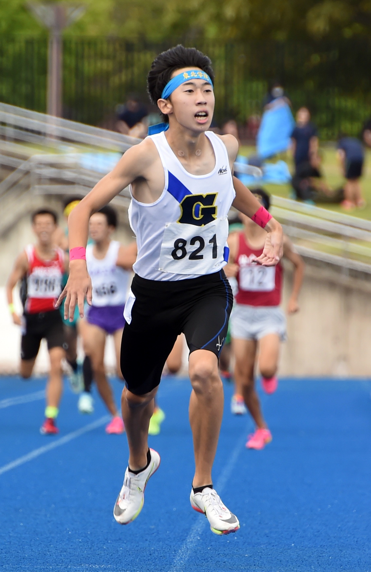 男子800メートルを大会新記録で制した東北学院・嶺岸（撮影・山田愛斗）