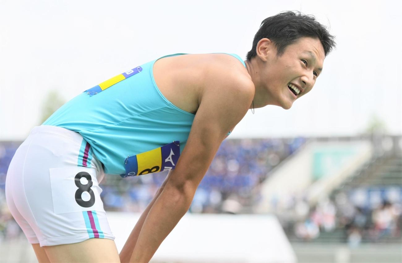 日本学生対校選手権男子100メートル準決勝　1組4着で決勝進出を逃した筑波大・鵜沢（撮影・藤塚大輔）