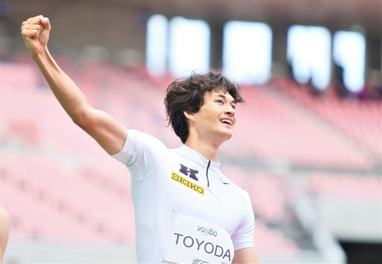 陸上アスレチックスチャレンジカップ　男子400メートル障害でパリ五輪の参加標準記録を突破した豊田（撮影・藤塚大輔）