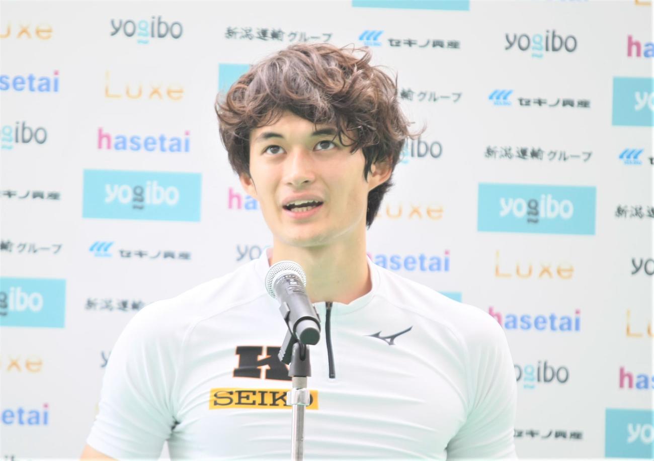 陸上アスレチックスチャレンジカップ　男子400メートル障害でパリ五輪の参加標準記録を突破した豊田（撮影・藤塚大輔）