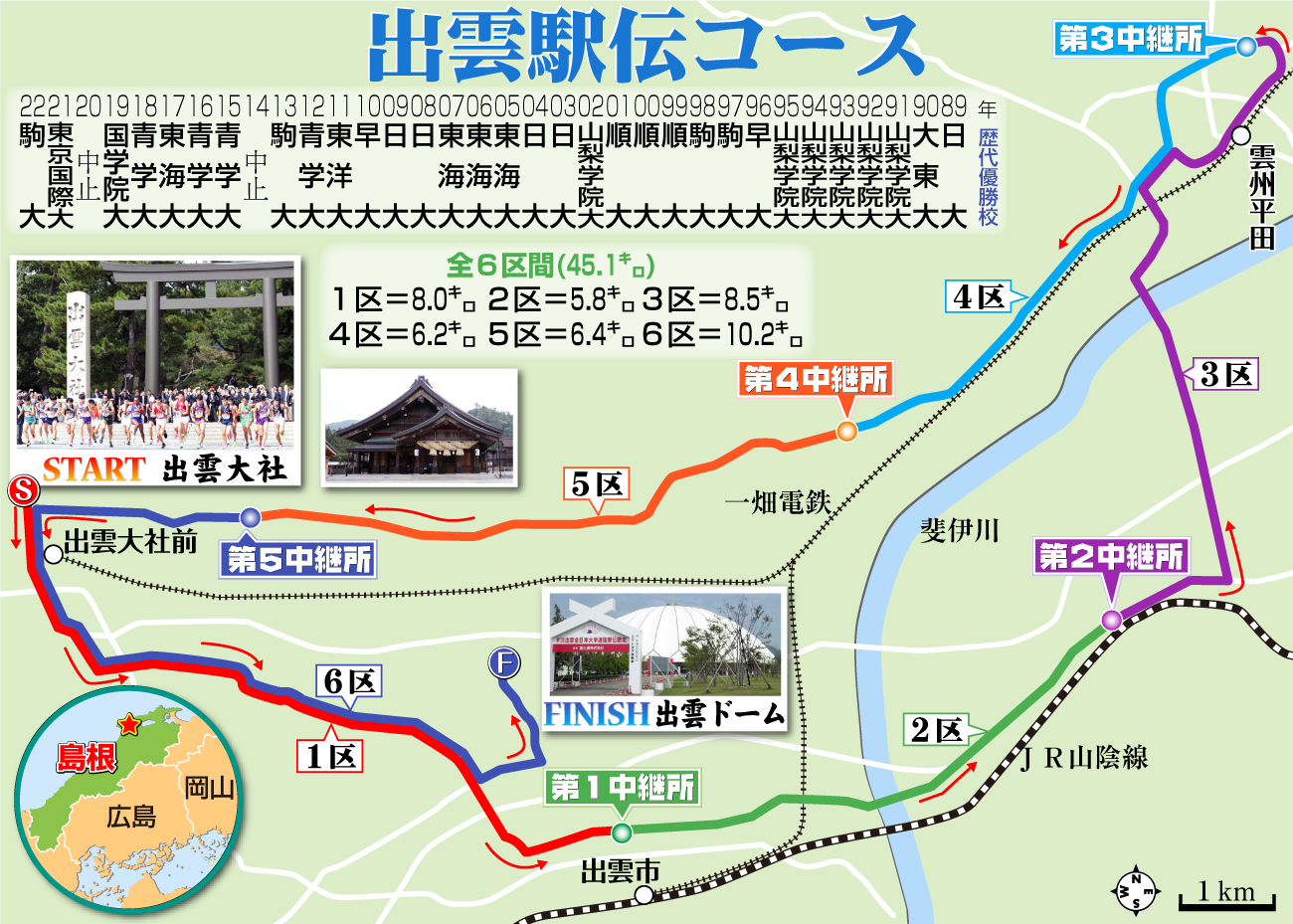 【イラスト】出雲駅伝コース