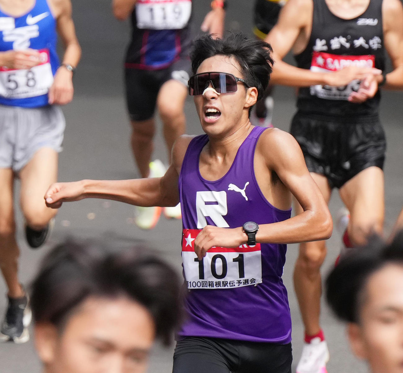 108位でゴールする立大・忠内（撮影・菅敏）
