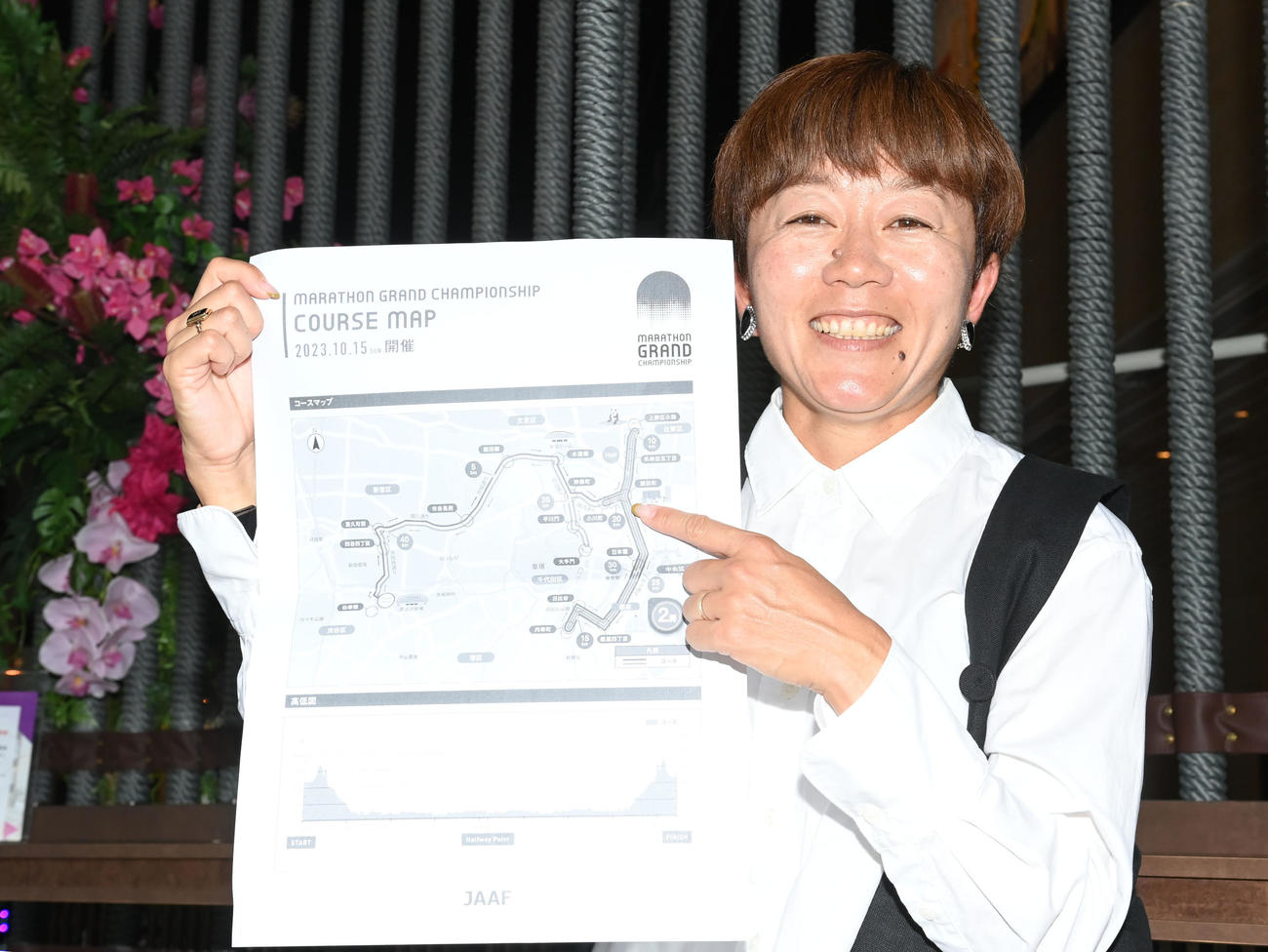 マラソングランドチャンピオンシップ（MGC）のポイントについて話す野口みずきさん（撮影・和賀正仁）