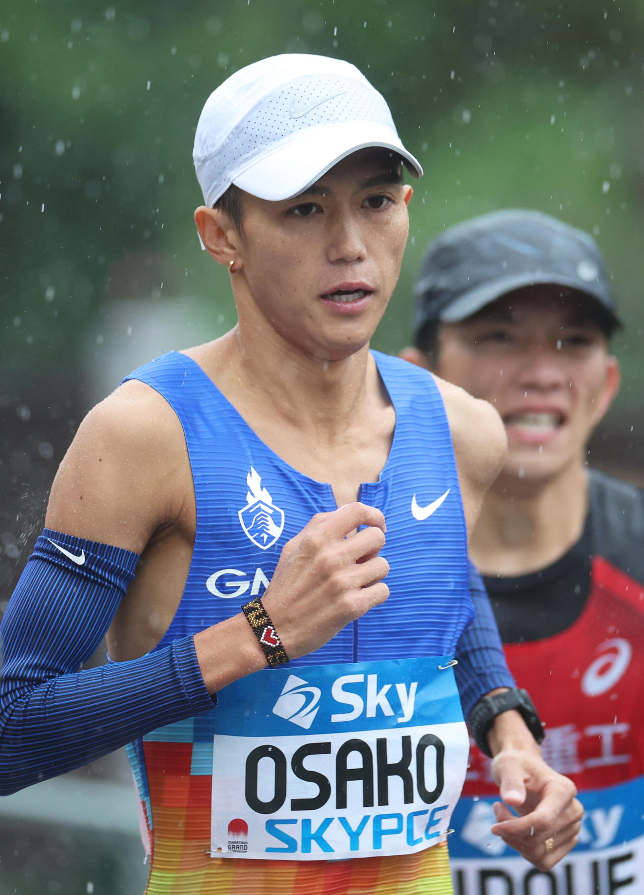 男子フルマラソン　39キロ付近を力走する大迫（代表撮影）