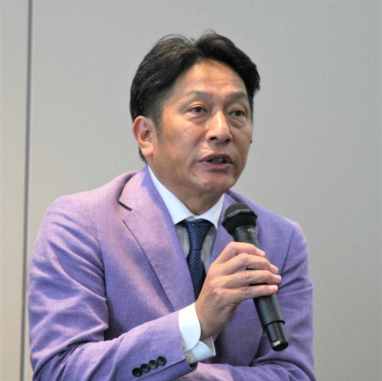 スポーツ指導に関する講演会に出席した青学大陸上競技部の原監督（撮影・藤塚大輔）