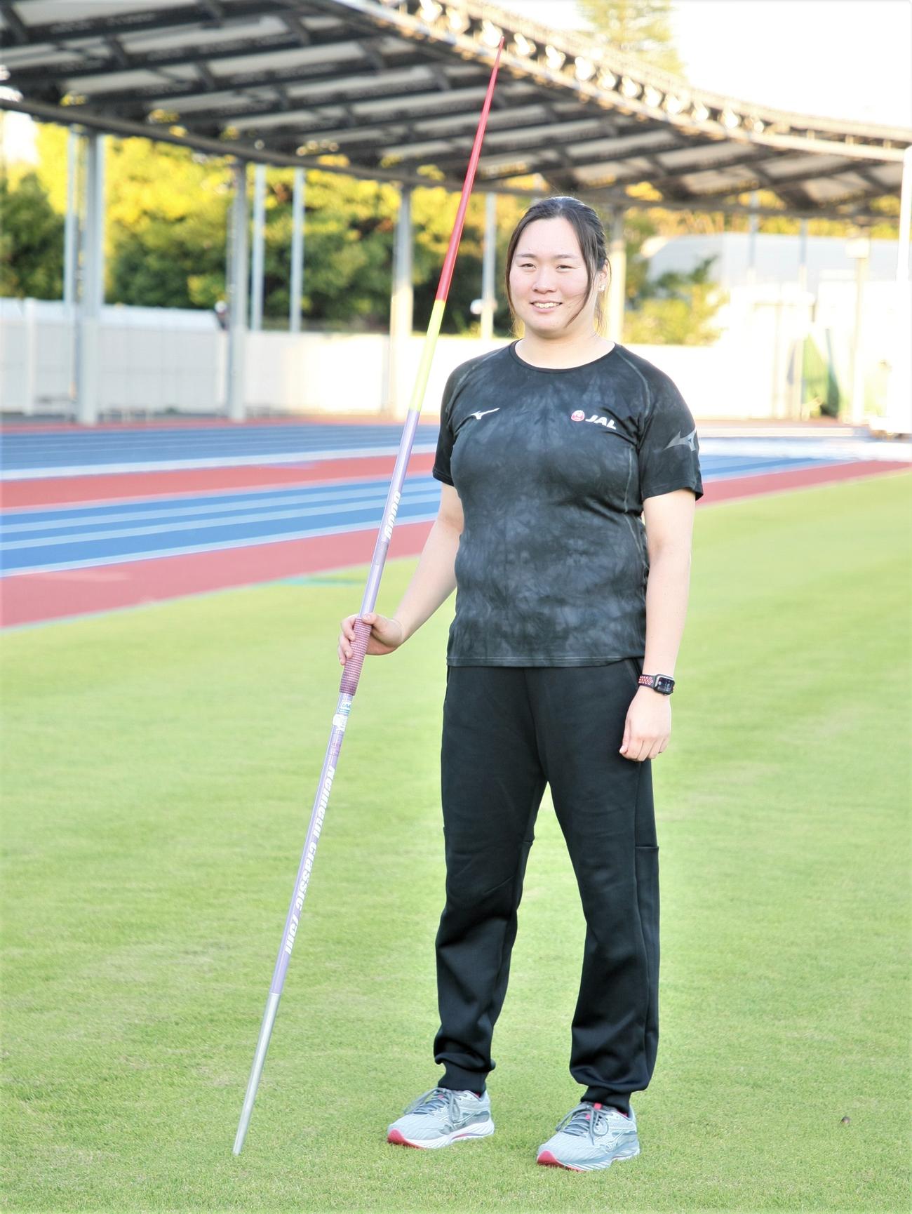 都内で練習を公開した陸上女子やり投げ北口（撮影・藤塚大輔）
