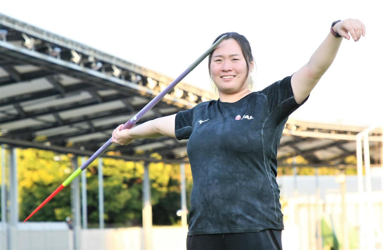 都内で練習を公開した陸上女子やり投げ北口（撮影・藤塚大輔）