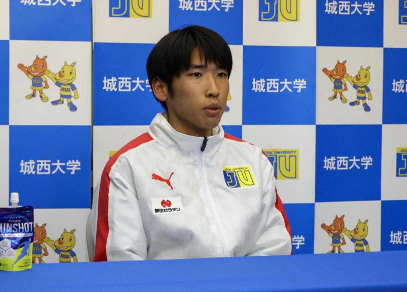 箱根駅伝へ向けたオンライン取材会に出席した城西大・斎藤将也（写真提供：城西大男子駅伝部）