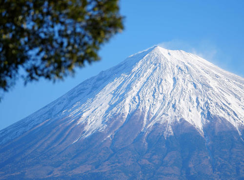 全日本大学女子選抜駅伝（富士山女子駅伝）　スタートの富士山本宮浅間神社付近から望む富士山