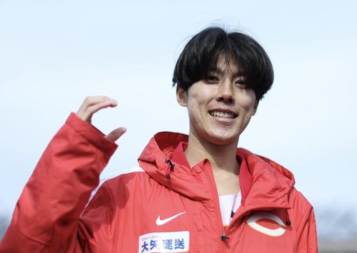 7区区間賞の中大・吉居（撮影・河田真司）