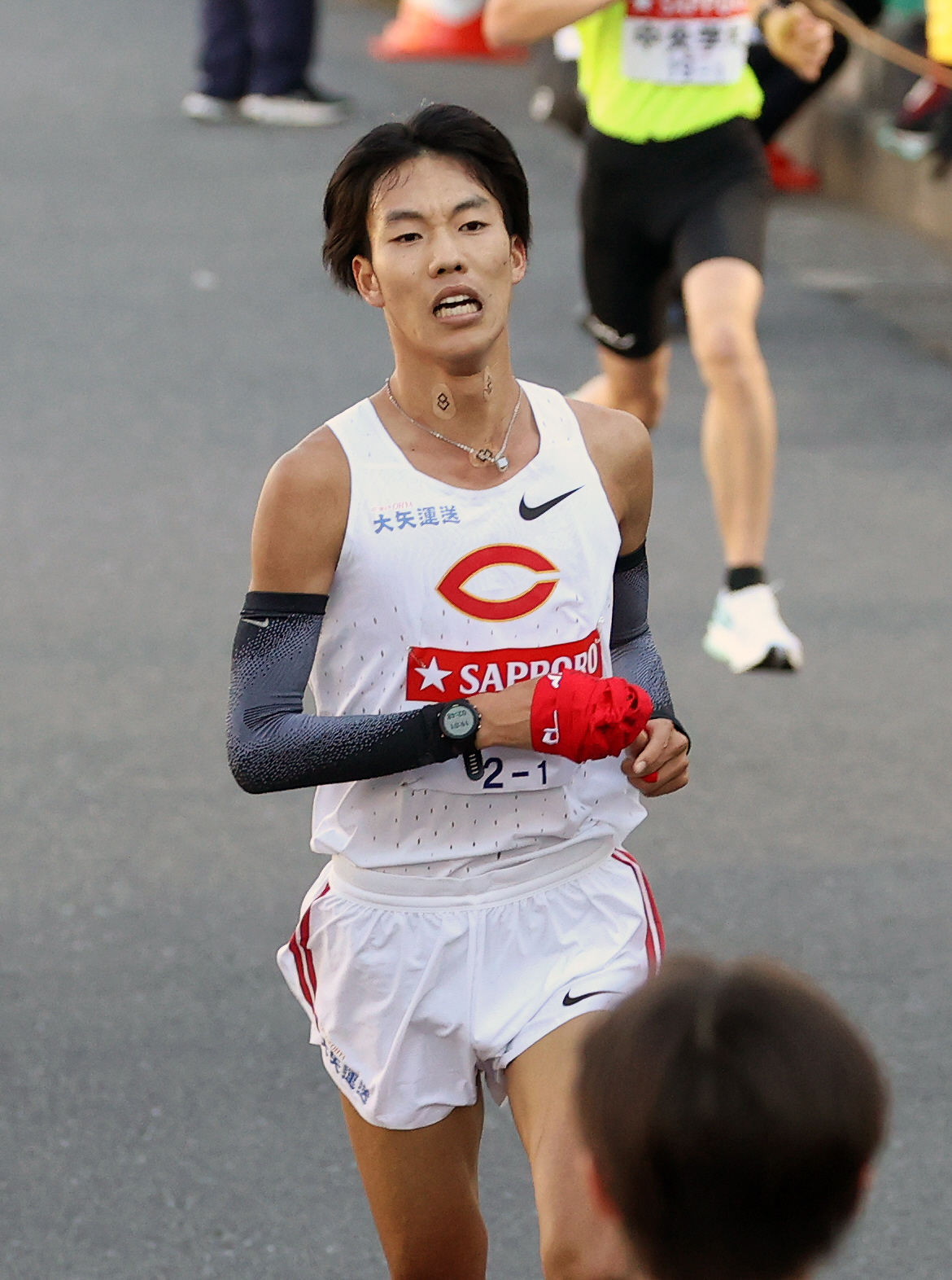 1区を走る中大1区溜池（撮影・大野祥一）