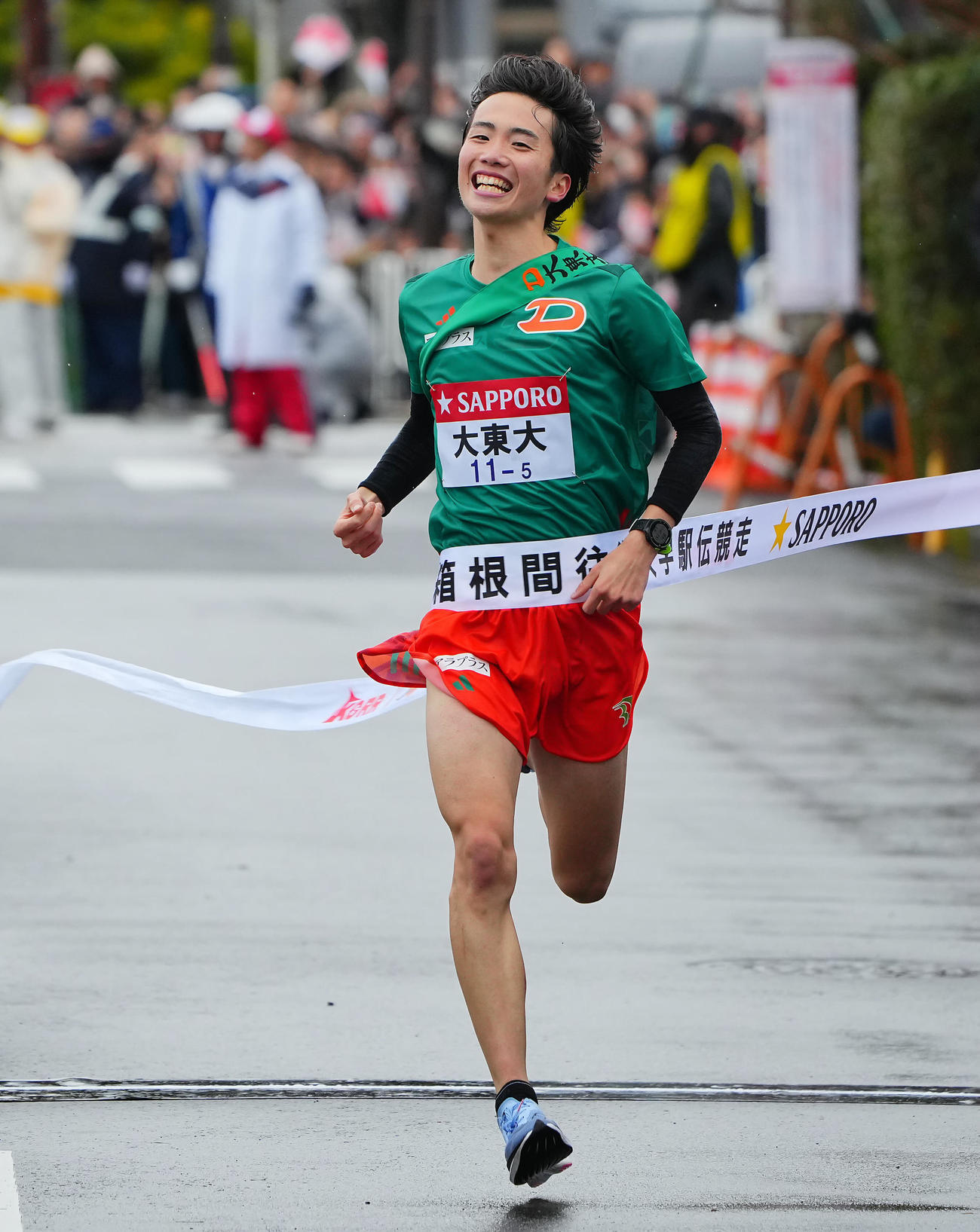8位でゴールする大東大5区菊地（撮影・垰建太）