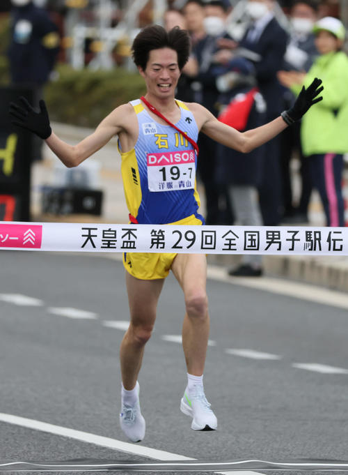 全国男子駅伝　47位でゴールの石川アンカー福村拳太（撮影・加藤孝規）
