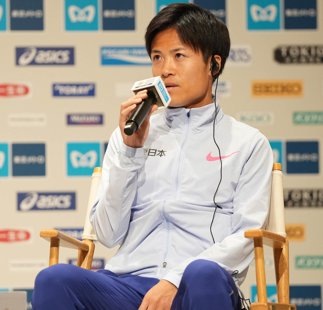 東京マラソン2024プレスカンファレンスで意気込む其田（撮影・鈴木みどり）