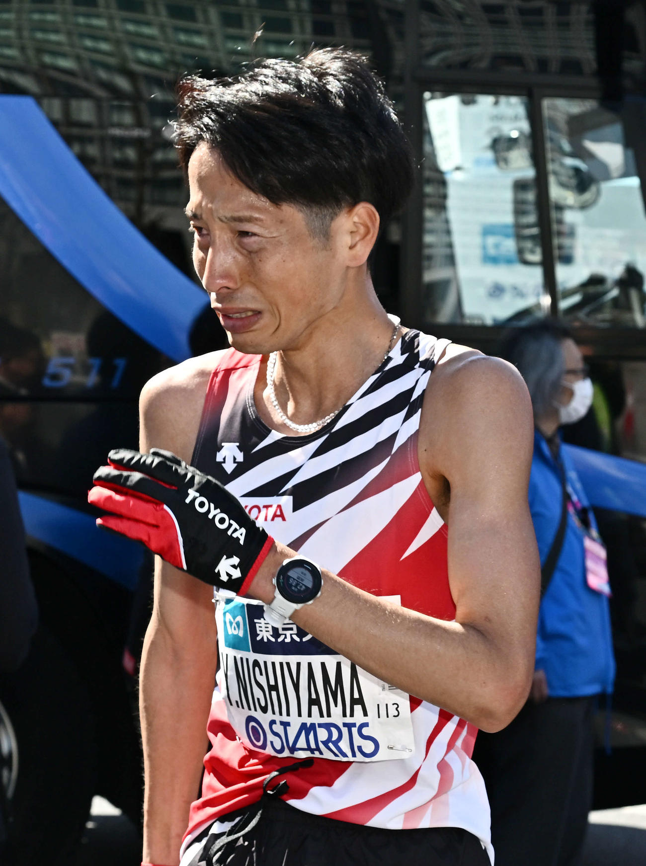 ゴール後、悔し涙を流す西山雄（撮影・滝沢徹郎）