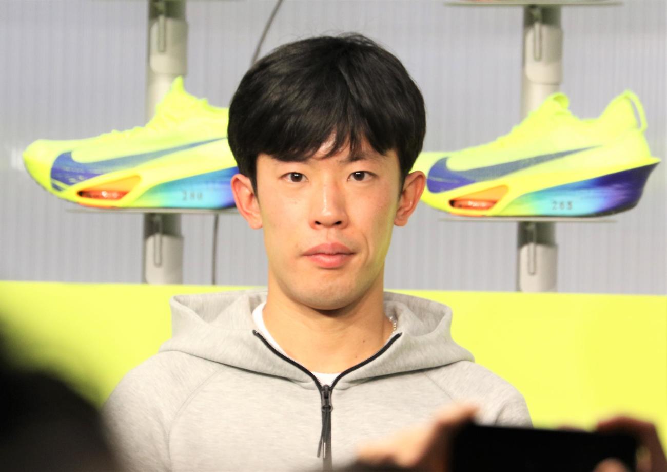 大手スポーツ用品ナイキのイベント「UNITE FAST TOKYO」に出席したパリ五輪男子マラソン代表の小山（撮影・藤塚大輔）