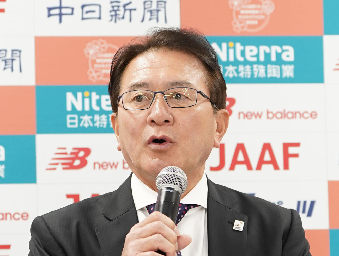 名古屋ウイメンズマラソン　会見する瀬古利彦日本陸連ロードランニングコミッションリーダー（撮影・森本幸一）