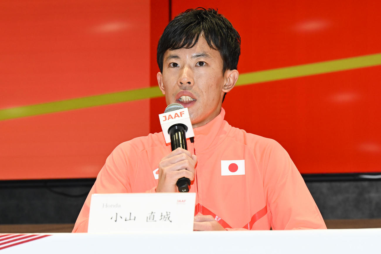 パリ五輪マラソン日本代表内定選手会見に登壇した男子代表の小山（提供：日本陸連／フォート・キシモト）