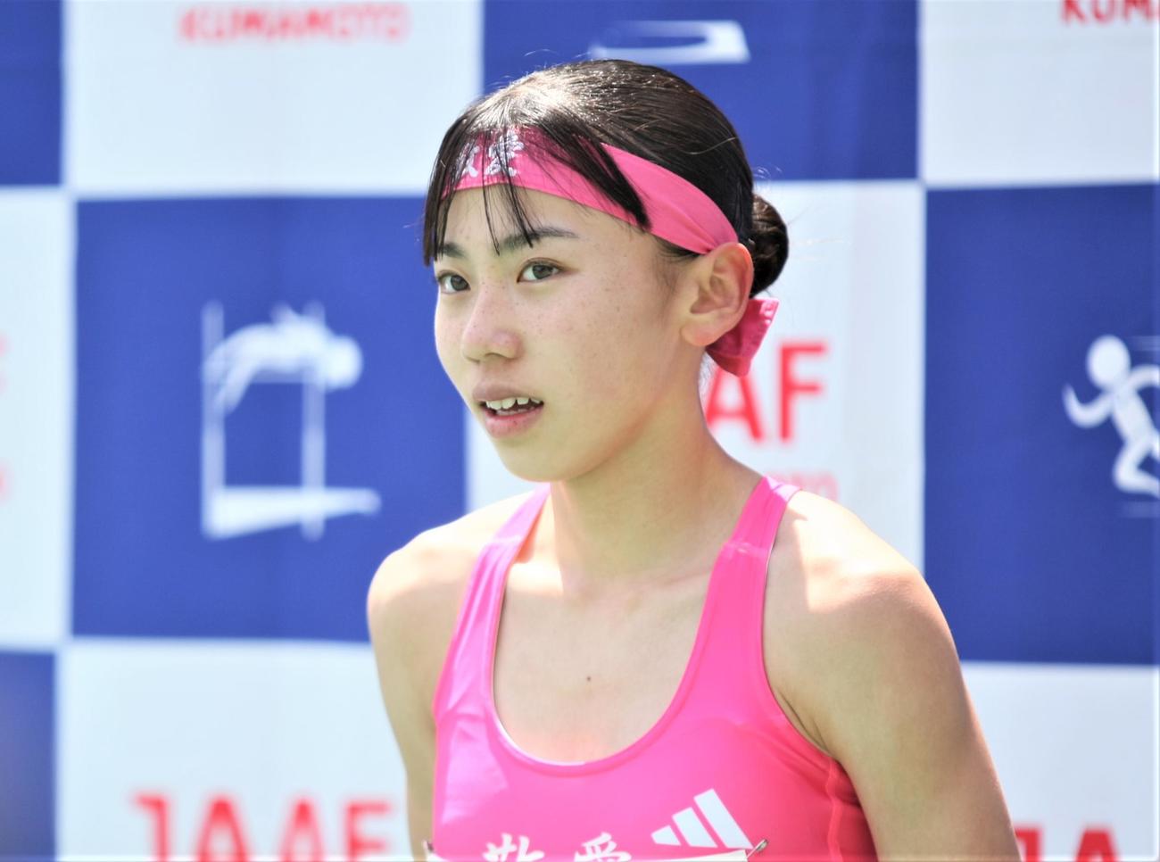 金栗記念選抜陸上中長距離大会　女子800メートルで1着となった久保（撮影・藤塚大輔）