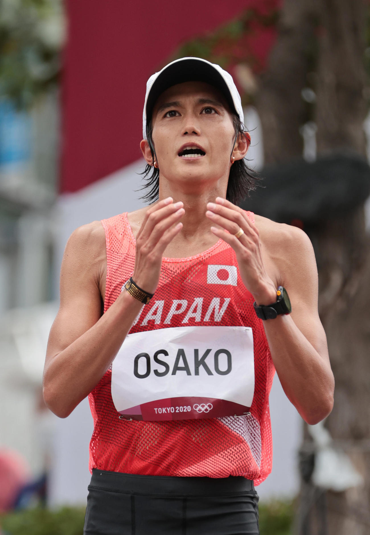 東京五輪の男子マラソンで、6位でゴールした大迫（2021年8月8日）