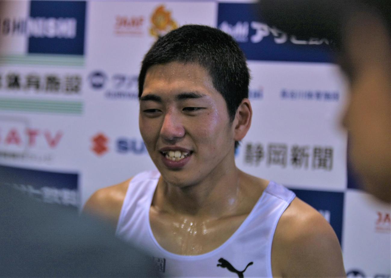 静岡国際陸上男子800メートル　全体1位となった落合（撮影・藤塚大輔）