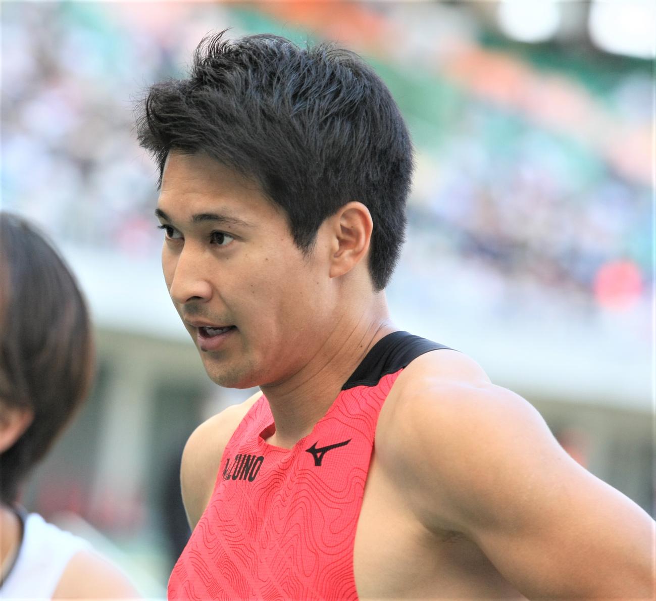 静静岡国際陸上男子200メートル予選2組　全体1位となった飯塚（撮影・藤塚大輔）