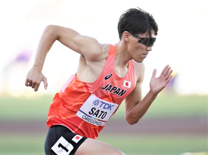 陸上世界選手権オレゴン大会　男子400メートル準決勝で力走する佐藤（2022年7月撮影）