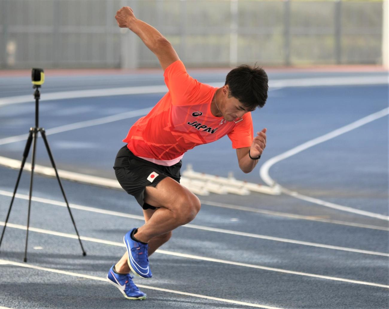 4月20日、陸上の世界リレーへ向けた日本代表合宿に参加した男子400メートルリレー代表の柳田大輝