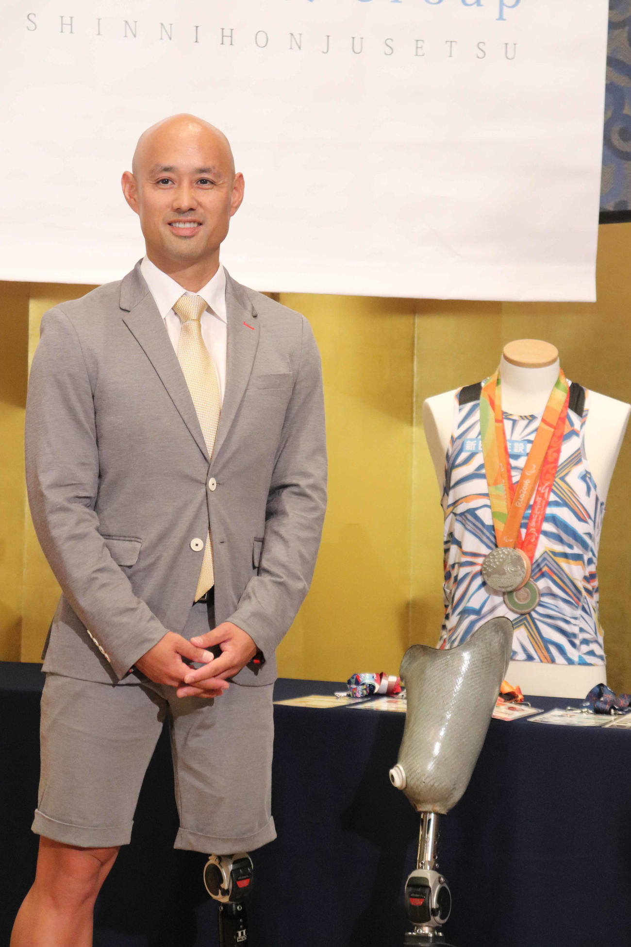 引退会見に臨んだ山本篤（撮影・竹本穂乃加）