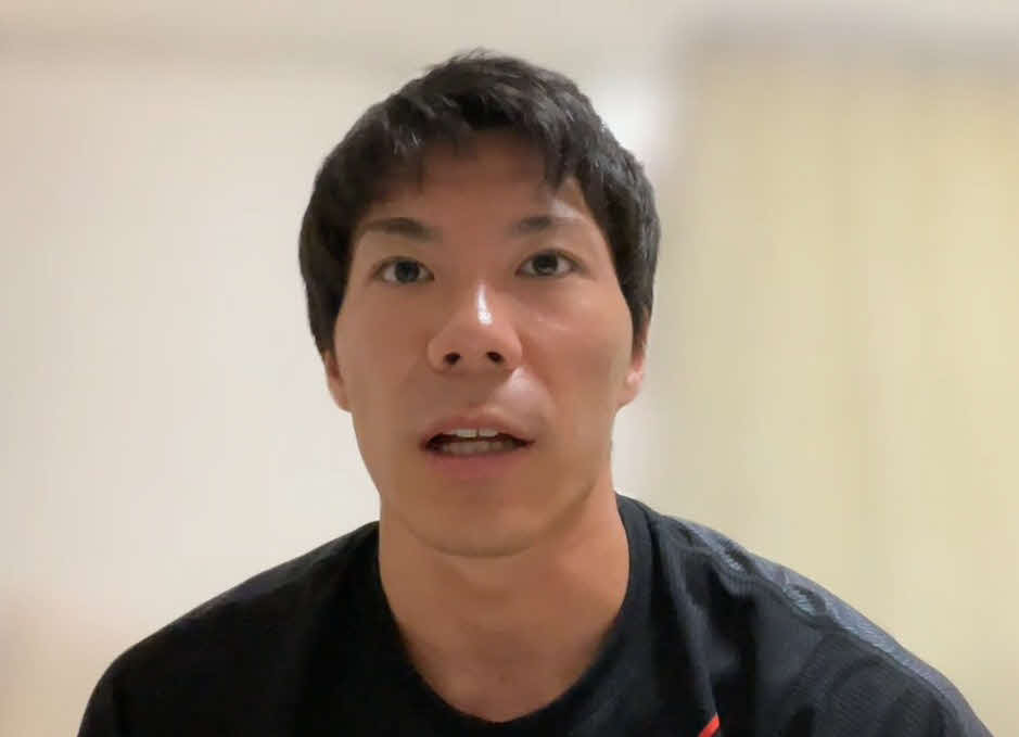 オンライン取材に応じた陸上男子の佐藤風雅（スクリーンショット）