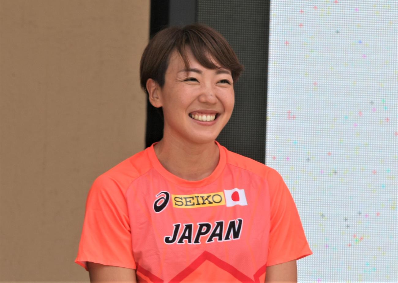 陸上イベント「東京2025世界陸上　1 Year To Go！」に参加した女子100メートル障害の寺田（撮影・藤塚大輔）