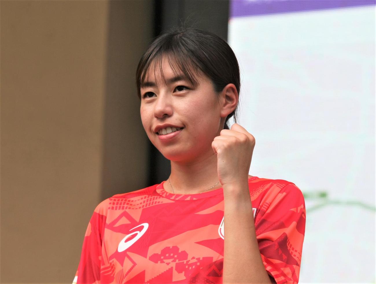 陸上イベント「東京2025世界陸上　1 Year To Go！」に参加した女子競歩の藤井（撮影・藤塚大輔）