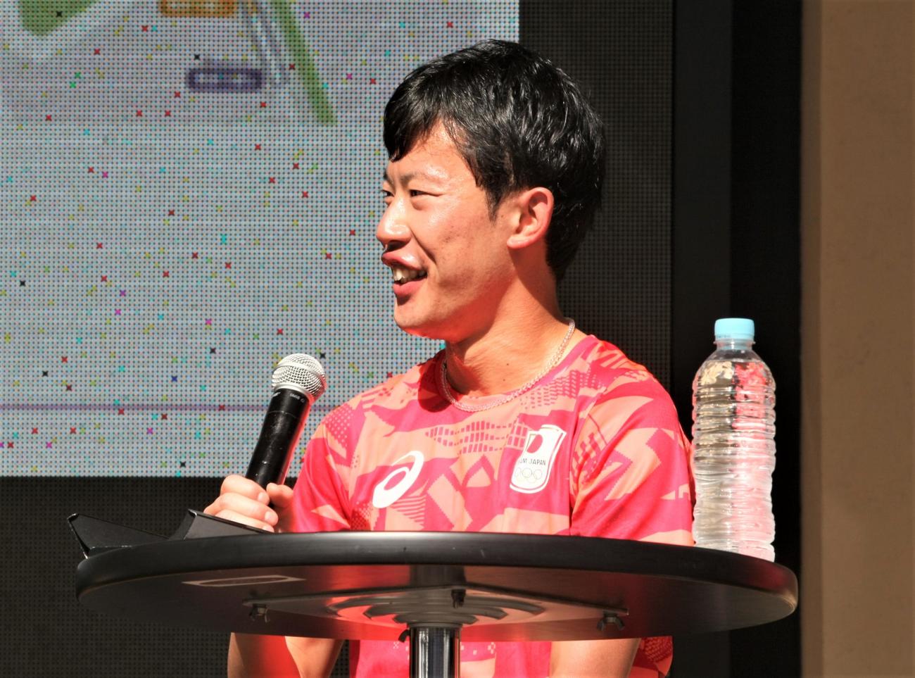 陸上イベント「東京2025世界陸上　1 Year To Go！」に参加した男子長距離の小山（撮影・藤塚大輔）