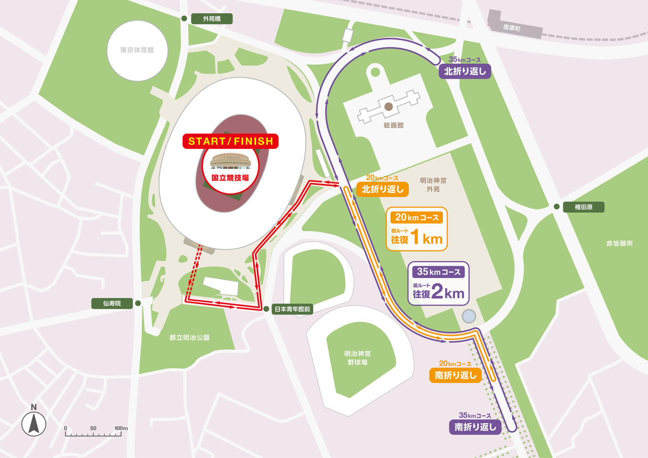 14日に発表された来年9月の陸上世界選手権の競歩コース（東京2025世界陸上財団提供）