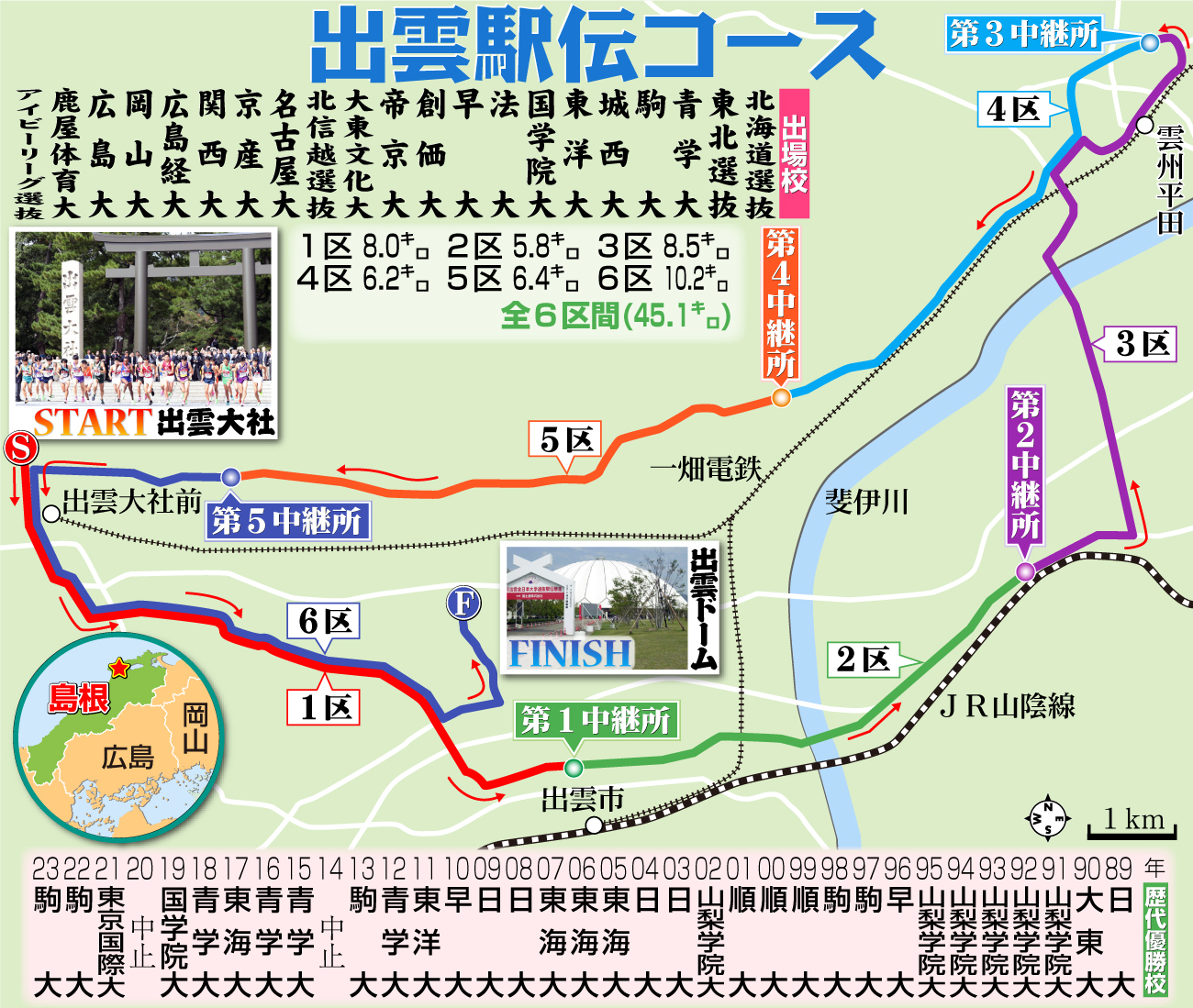 【イラスト】出雲駅伝コース