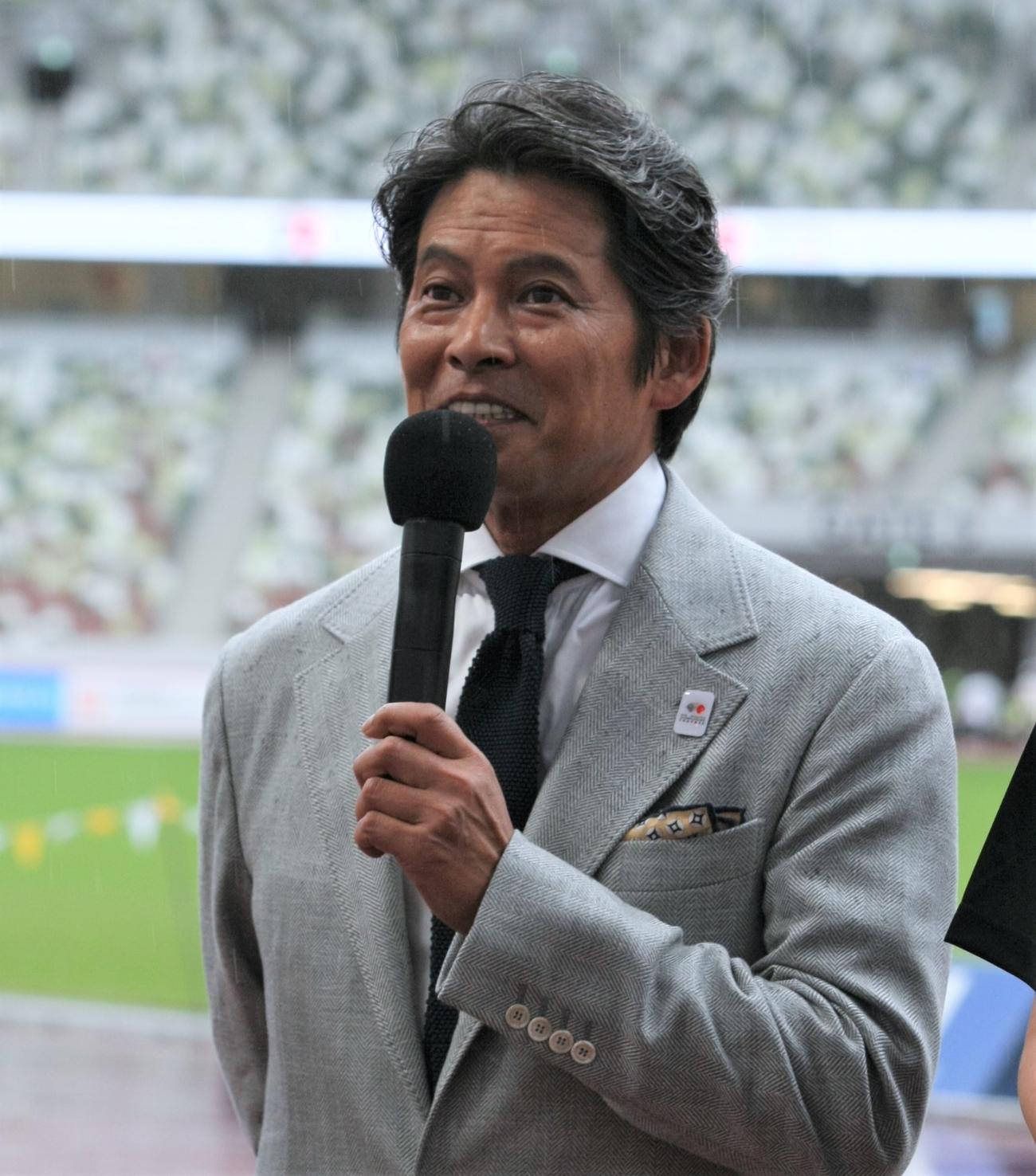 「みんなでつなごうリレーフェスティバル2024」に登場した織田裕二（撮影・藤塚大輔）