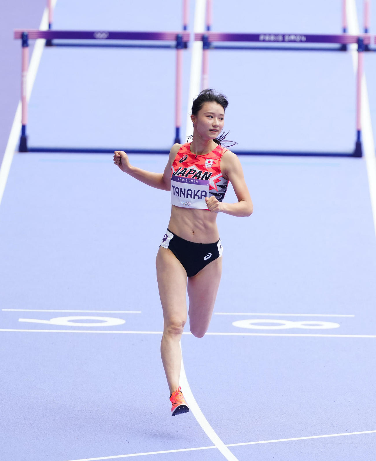 パリ五輪　陸上女子100メートル障害準決勝　1組で7着となった田中佑美＝2024年8月9日（現地時間）