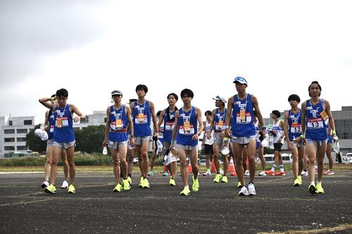 第101回東京箱根間往復大学駅伝競走予選会に臨む東海大の選手たち（撮影・滝沢徹郎）