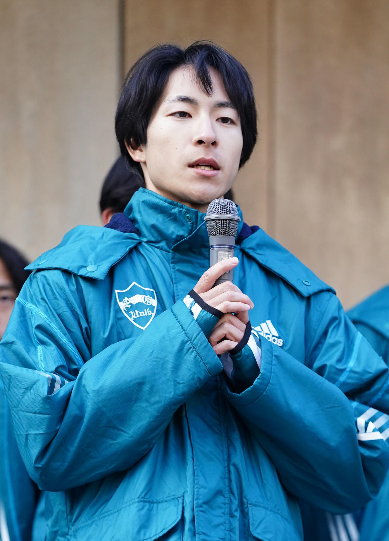 箱根駅伝への意気込みを語る青学大・野村（撮影・横山健太）