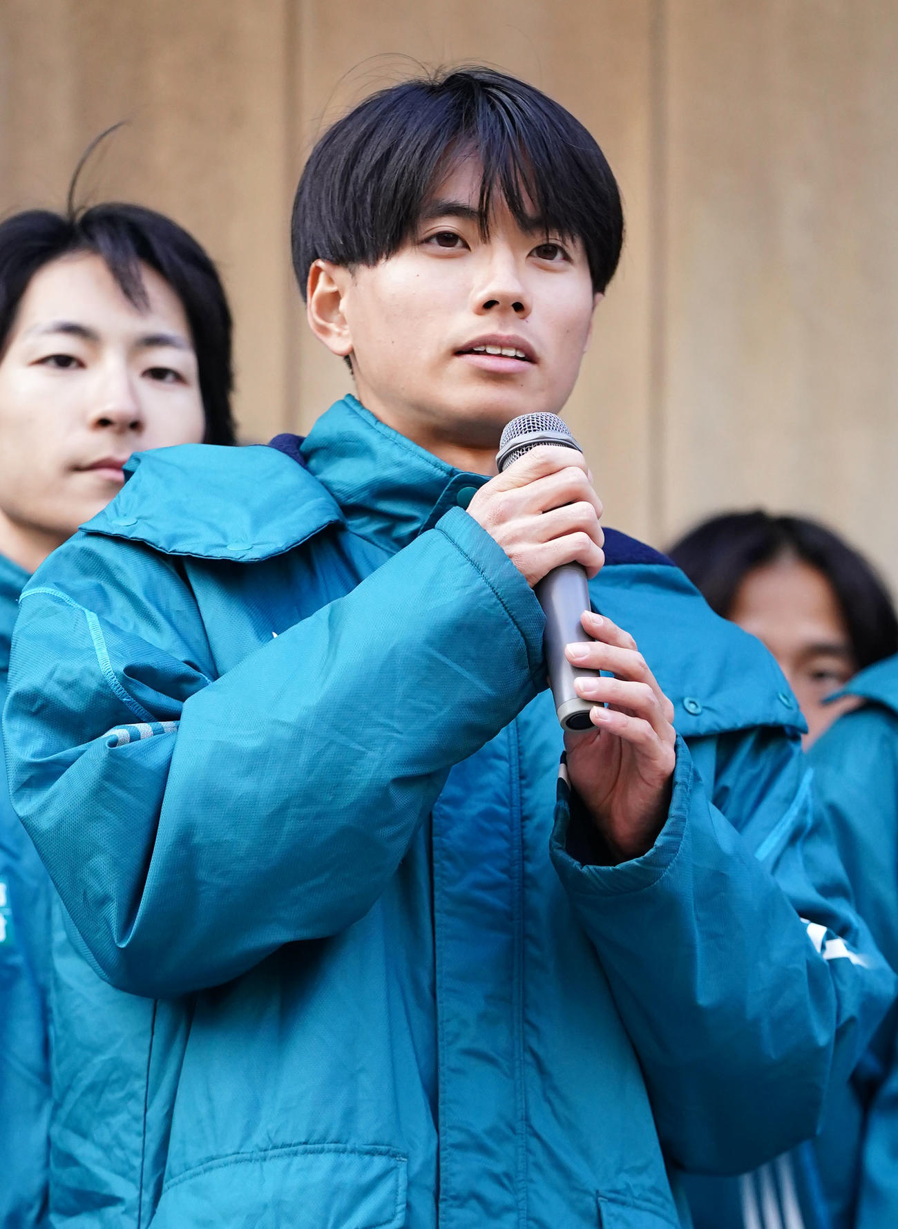箱根駅伝への意気込みを語る青学大・若林宏（撮影・横山健太）